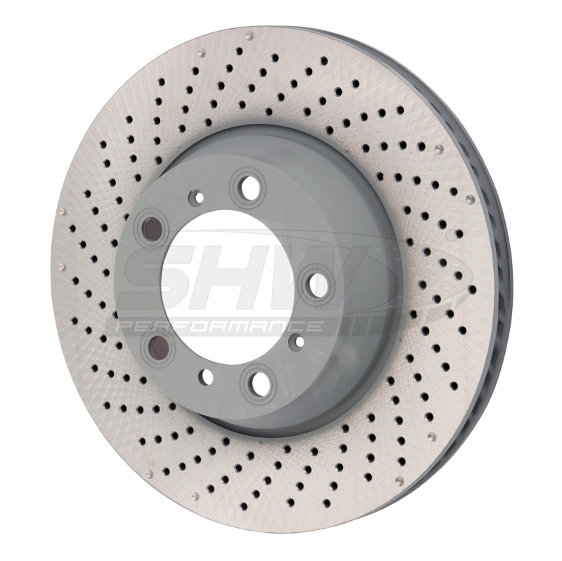 Porsche 911 Carrera Brake Rotor (1) - Left Rear - SHW Performance - Drilled-Dimpled MB - `15-`16 Porsche 911 Carrera Brake Rotor (1) - Left Rear - SHW Performance - Drilled-Dimpled MB - `15-`16